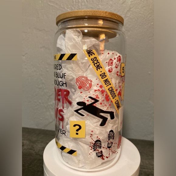 Murder Shows Graphic Hand Crafted Glass Tumbler - Picture 7 of 8